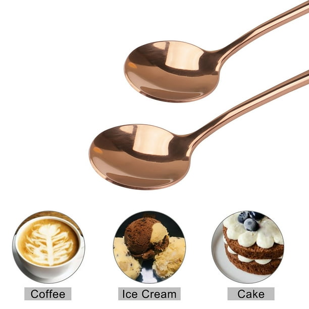 Gold Stainless Steel Soup Spoon Coffee Spoons Ice Cream Spoon Perfect for Home and Kitchen 5PCS Soup Spoon
